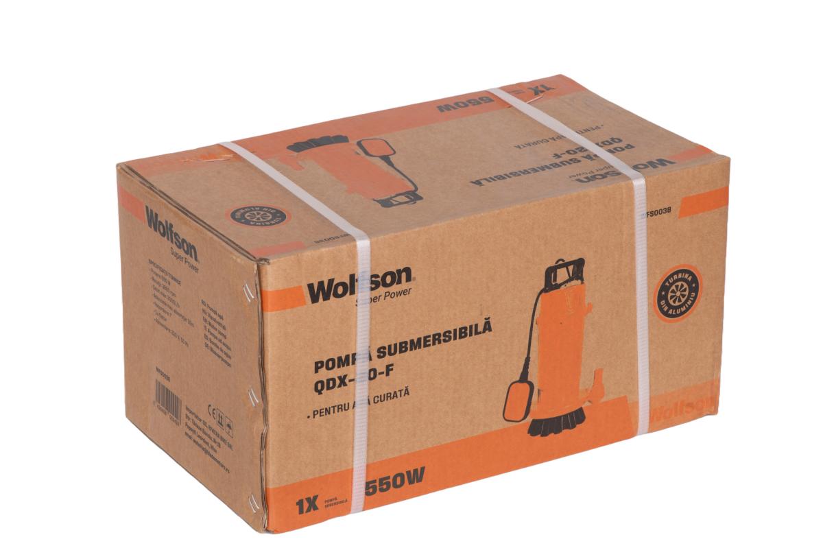 Pompa submersibila PROFESIONALA pentru apa curata cu plutitor WOLFSON QDX-20-F, 550W, 3000 l/h