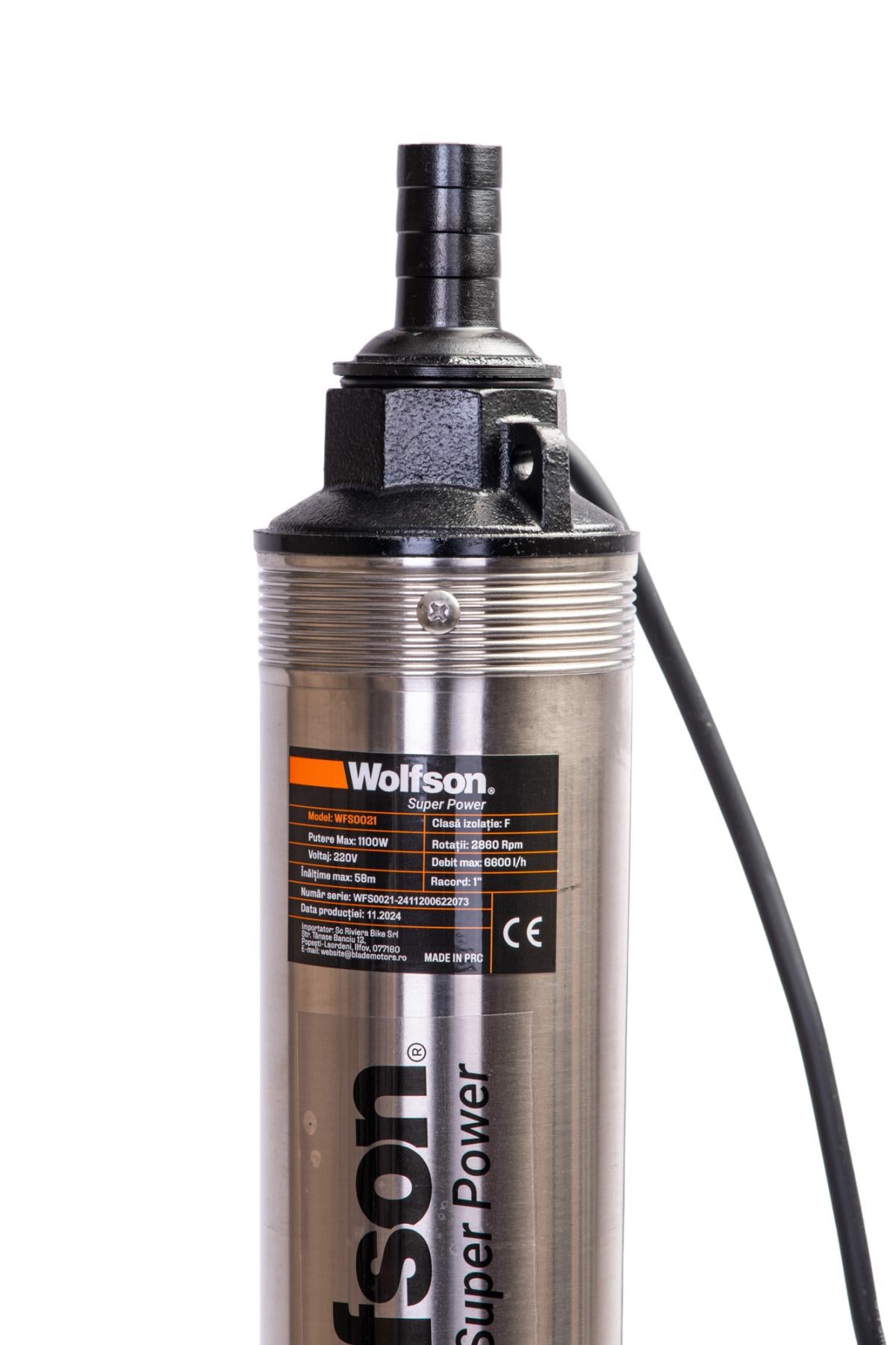 Pompa submersibila PROFESIONALA pentru apa curata WOLFSON PM-1500-8, 1100W, 8 turbine, 6600 l/h, cablu 25 m