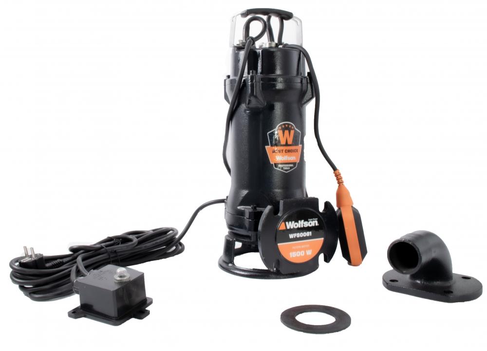 Pompa submersibila PROFESIONALA cu tocator pentru apa murdara WOLFSON PWT-7500-F, 1500W, 18000 l/h