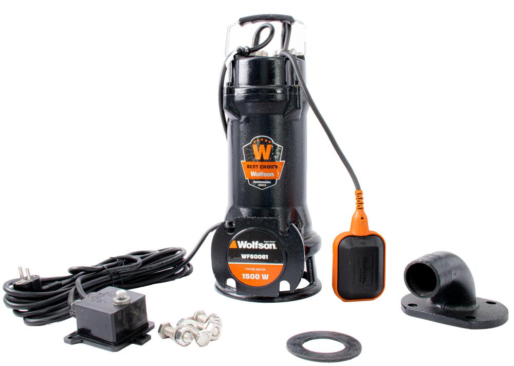 Pompa submersibila PROFESIONALA cu tocator pentru apa murdara WOLFSON PWT-7500-F, 1500W, 18000 l/h