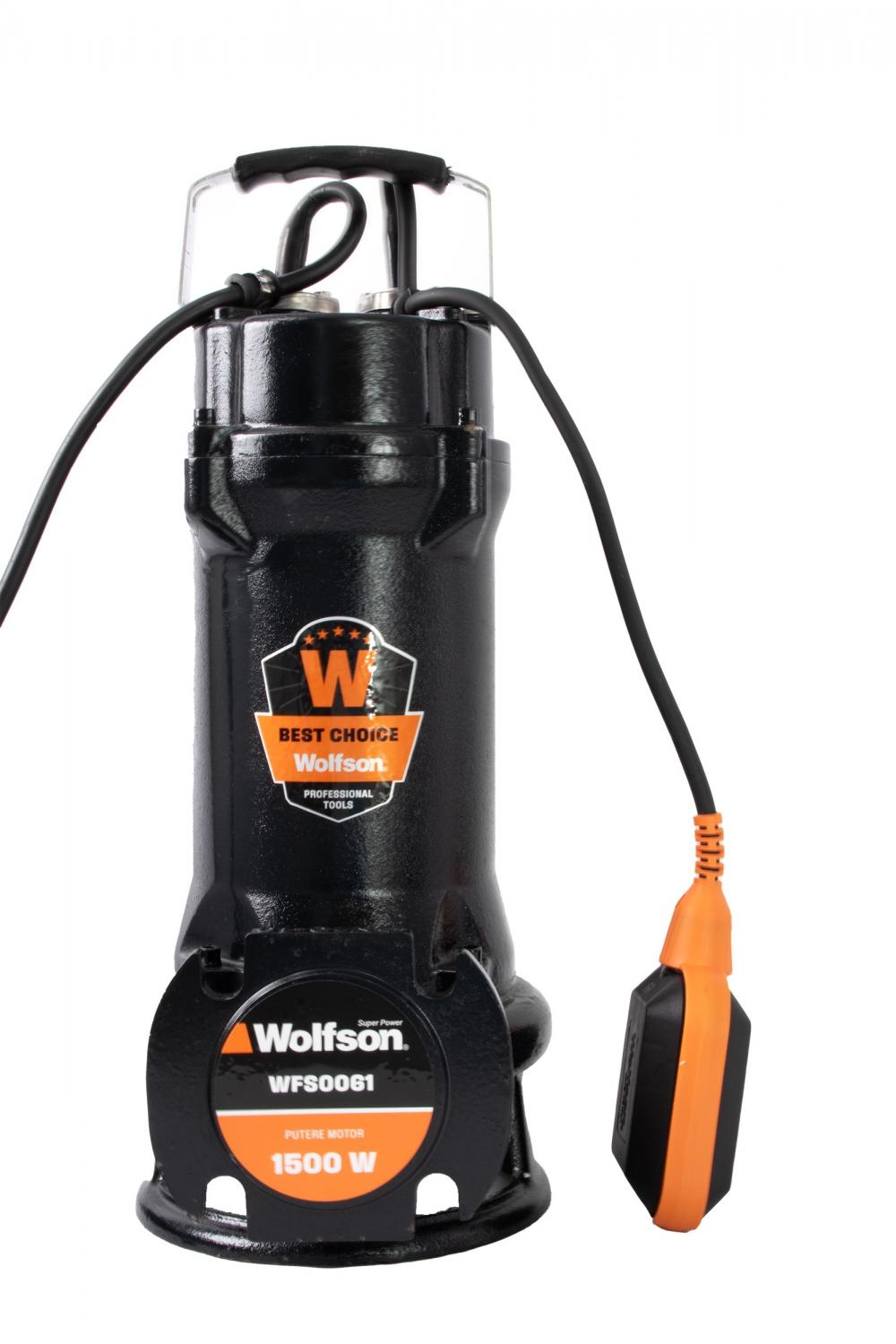 Pompa submersibila PROFESIONALA cu tocator pentru apa murdara WOLFSON PWT-7500-F, 1500W, 18000 l/h