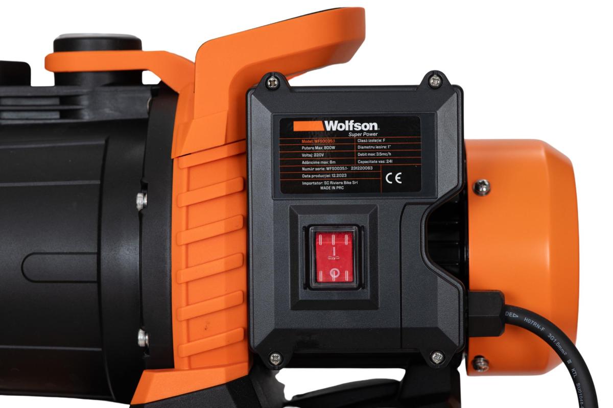 Hidrofor PROFESIONAL cu cap din plastic WOLFSON 800-3C, 800W, vas 24 L, 3200 l/h