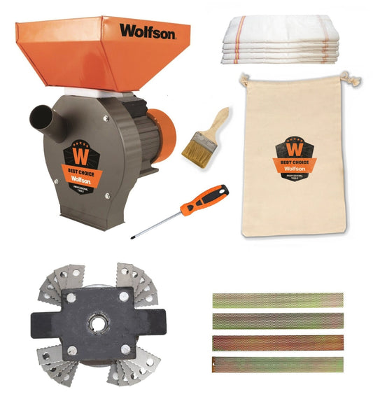 Moara Profesionala pentru cereale si stiuleti de porumb WOLFSON MCR-1, 2700W, 200 kg/h, 20 ciocanele