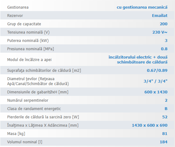 Boiler termoelectric cu doua serpentine Eldom FV20060S21, 3000 W, 200 l, montaj pe sol, 0.8 Mpa