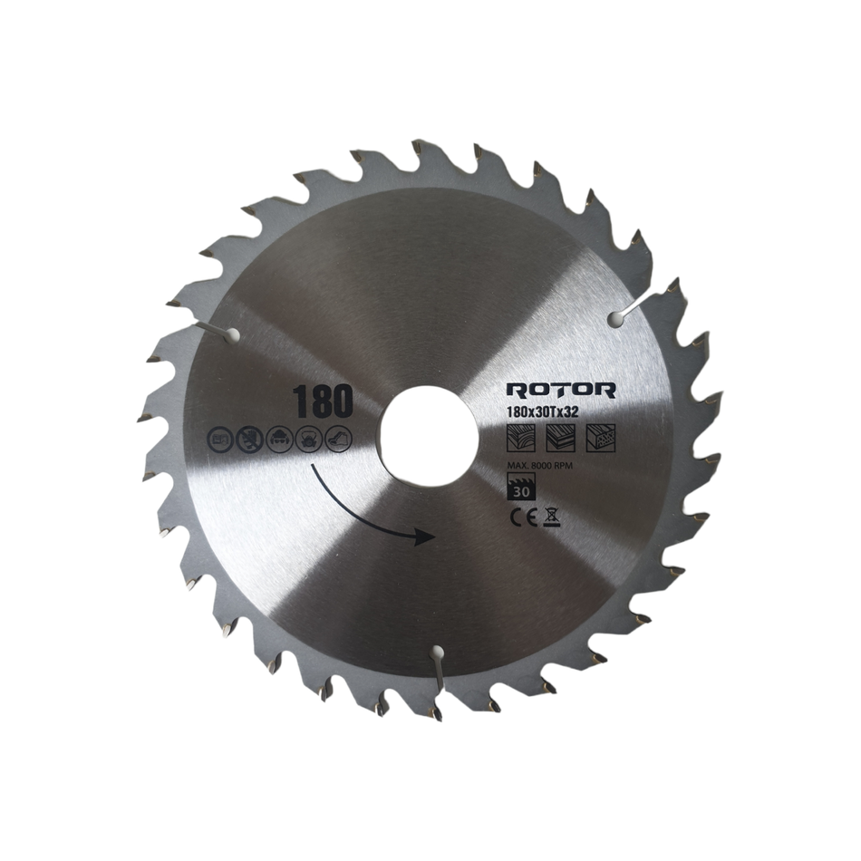 Disc taiere lemn ROTOR, 180 mm, 30 dinti, prindere 22.23 mm