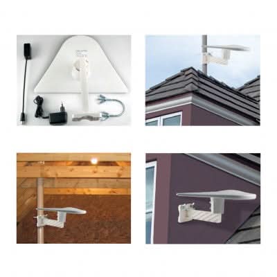 Antena Exterioara cu Amplificator, 56dB, pentru TV si Radio, FZ 56, Suport Metalic Inclus