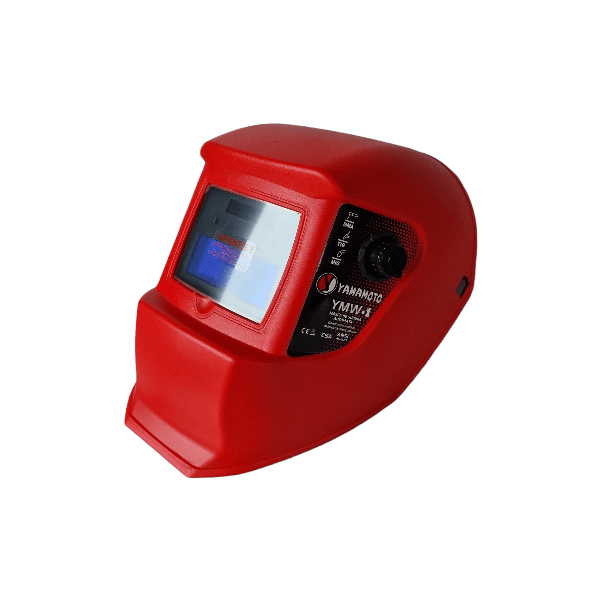 Masca de sudura automata YAMAMOTO 12000, reglaj al densitatii si al sesibilitatii, 110 x 90 mm, rosie - ZEP.RO - Ți-e la îndemână!