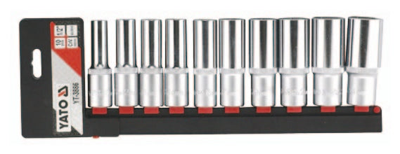Set 10 tubulare lungi Yato YT-3886, 1/2 inch, 10-24 mm, CrV
