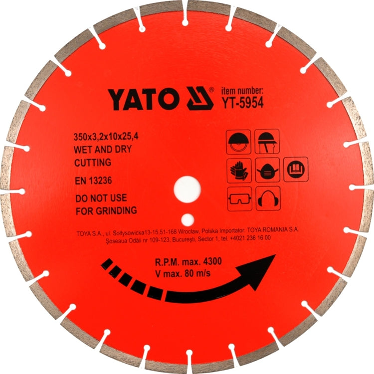 Disc diamantat beton Yato YT-5955, 400 x 25.4 mm