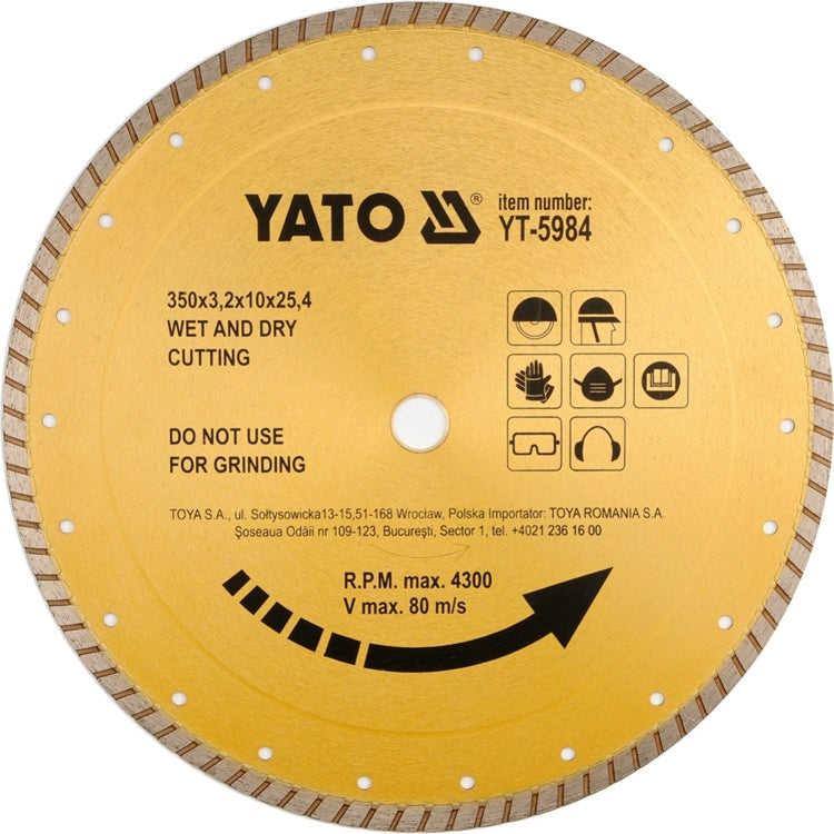 Disc diamantat ceramica Yato YT-5983, 300 x 25.4 mm