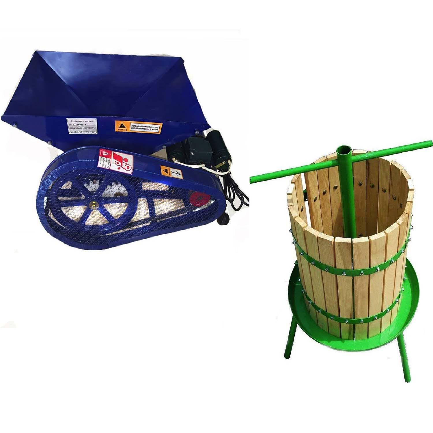 Set Zdrobitor Struguri Electric Micul Fermier 500W, 500Kg /Ora + Teasc 32L Lemn Verde - ZEP.RO - Ți-e la îndemână!