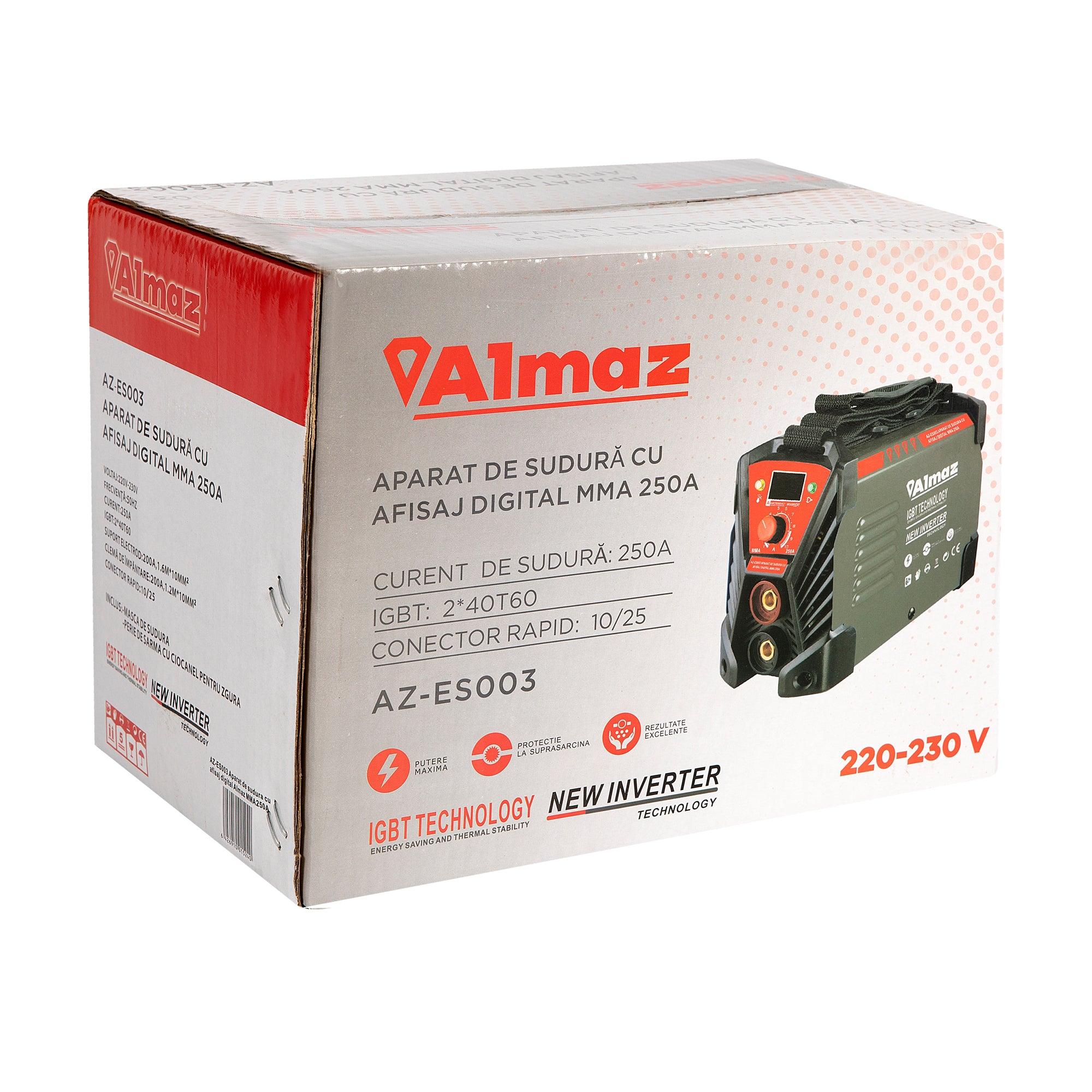 Aparat Sudura ALMAZ AZ-ES003, 250A MMA, Electrod 1-5mm, Accesorii incluse - ZEP.RO