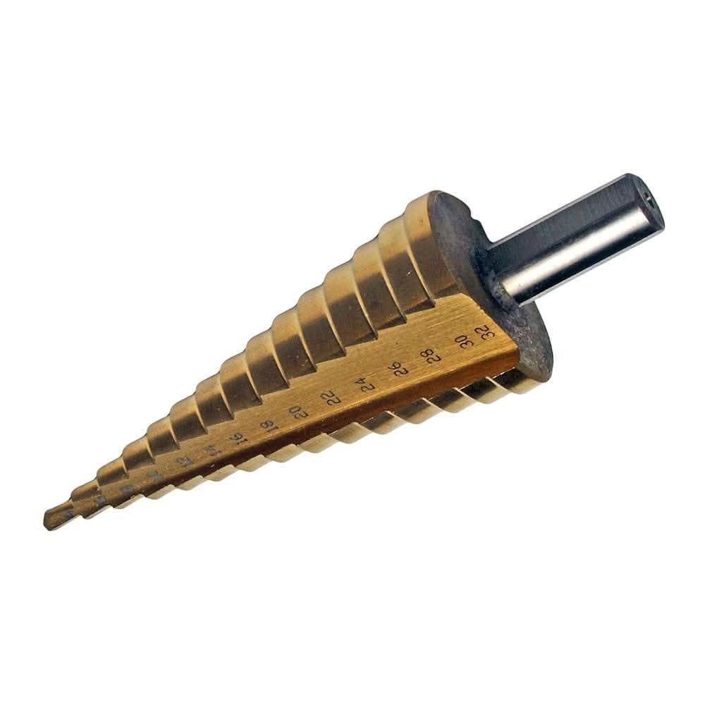 Burghiu conic in trepte 4-32mm titan pentru metal si plastic