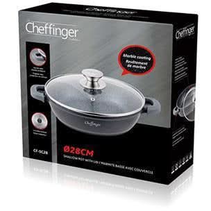 Cratita cu interior marmorat, cu capac Cheffinger, 28 cm, 3.8 L - ZEP.RO