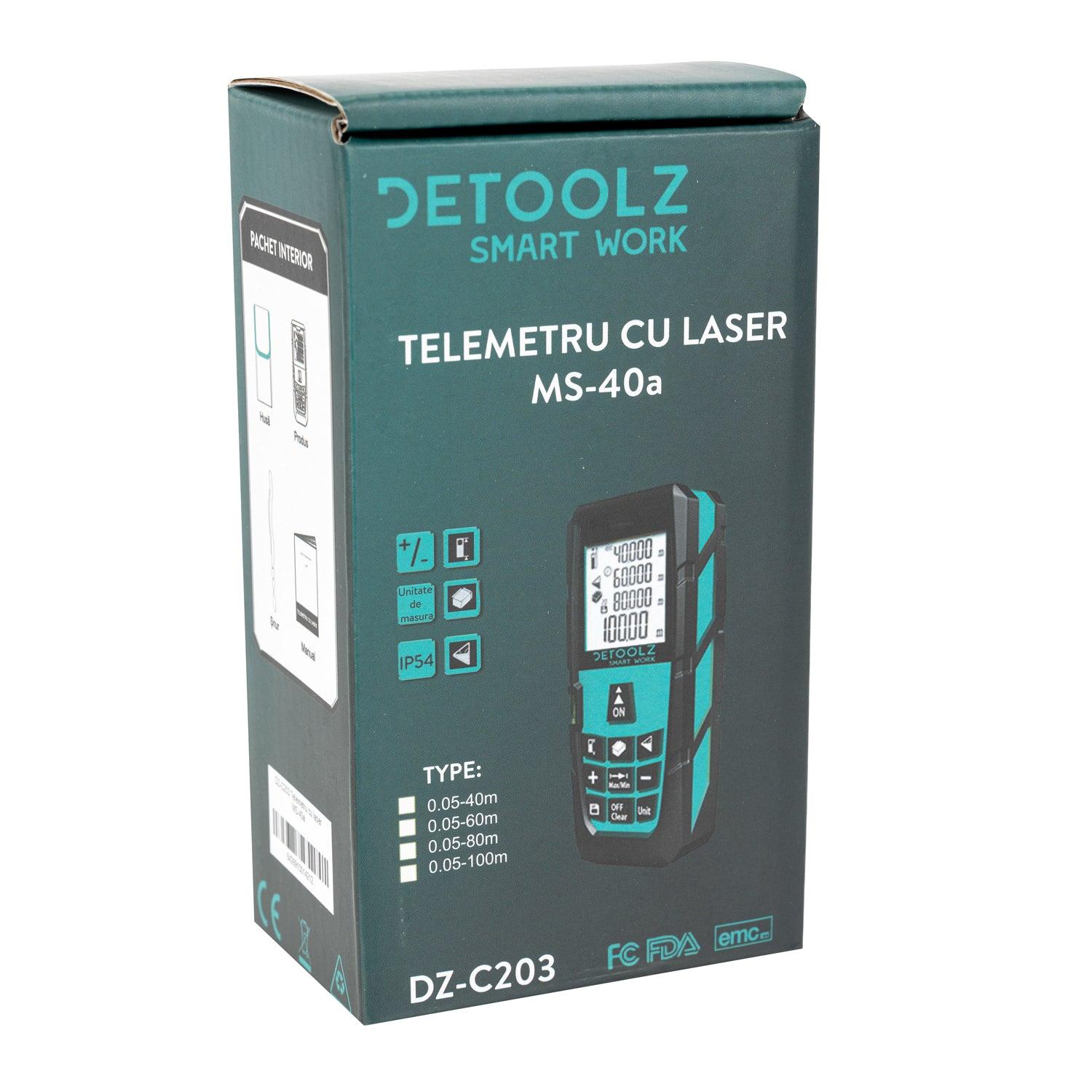 Telemetru Cu Laser Detoolz Dz-C203 40M, 20 Masuratori+Husa Protectie 635Nm 89 - ZEP.RO - Ți-e la îndemână!