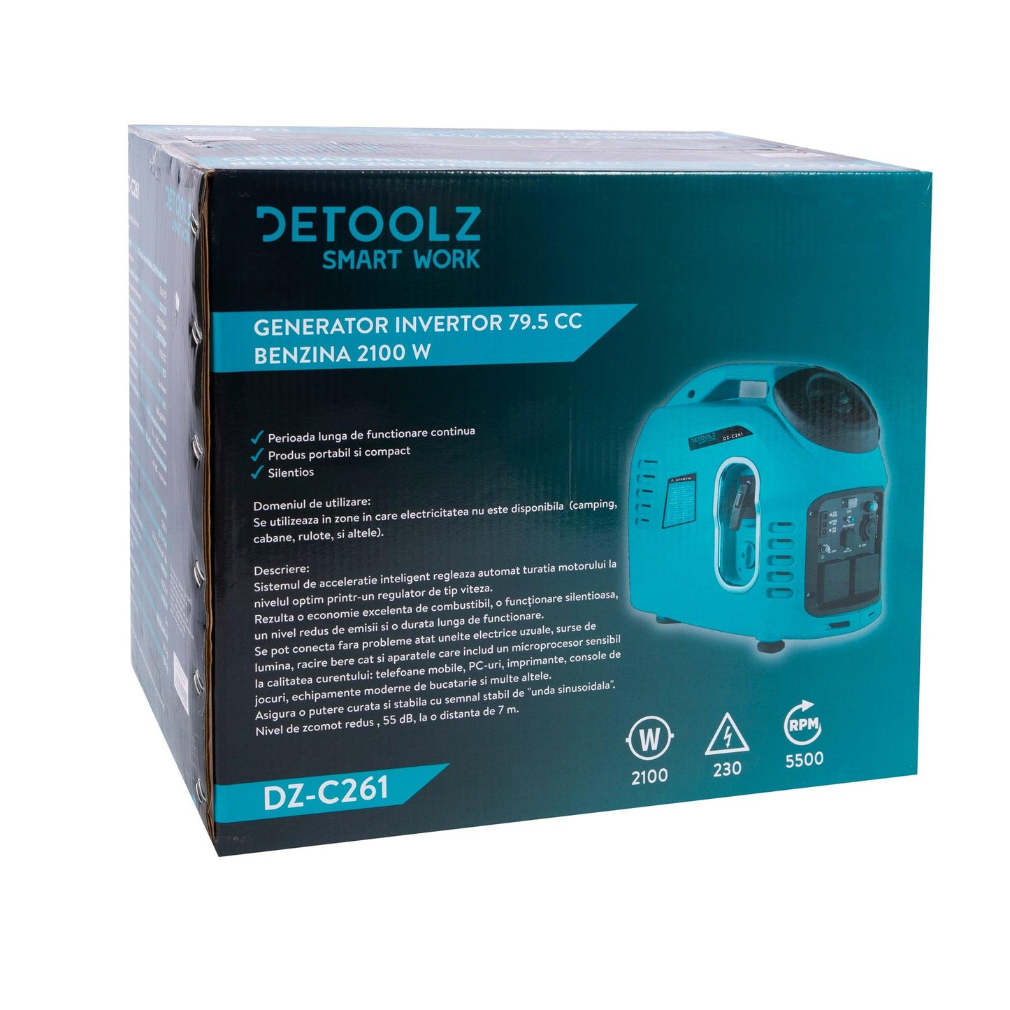 Generator Invertor Detoolz, Benzina, 79.5 Cc 3.22 Cp, 2100 W 4L - ZEP.RO - Ți-e la îndemână!