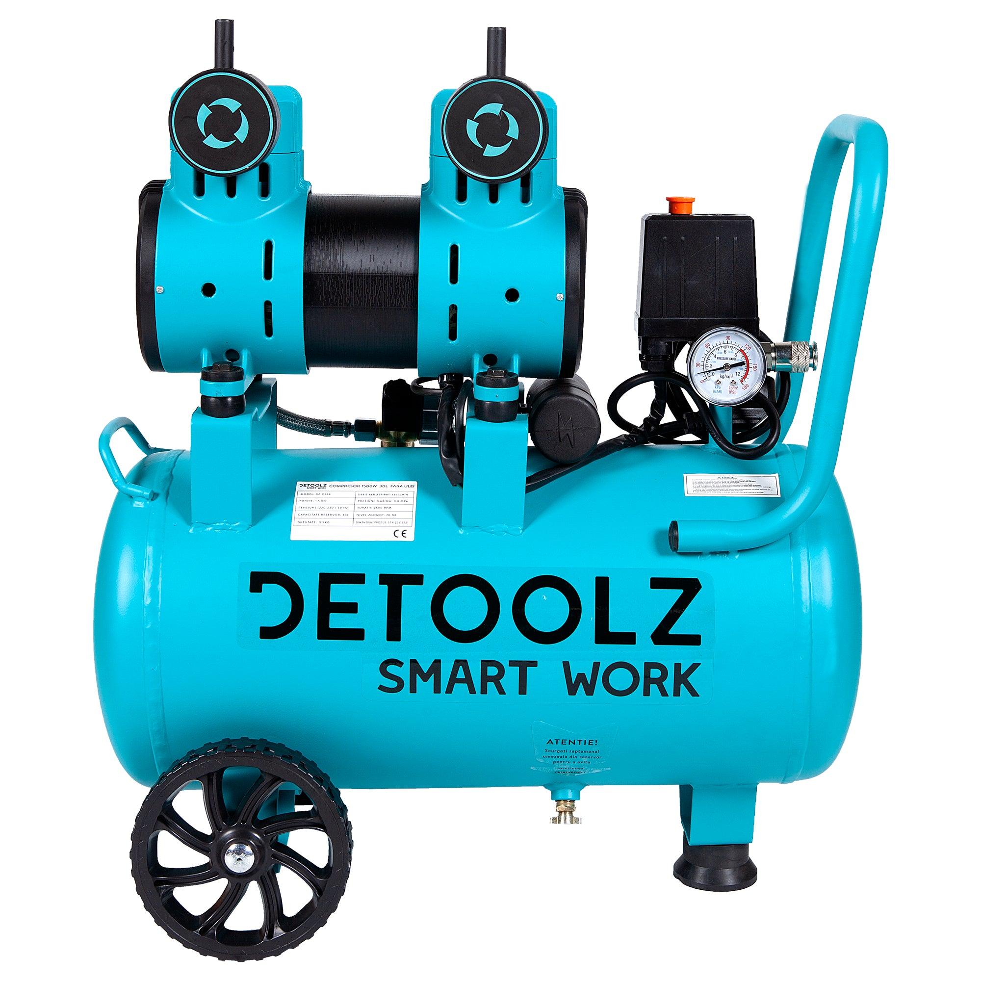 Compresor fara ulei Detoolz, DZ-C266, 1500 W 30 L 1.5 KW 8 bar - ZEP.RO