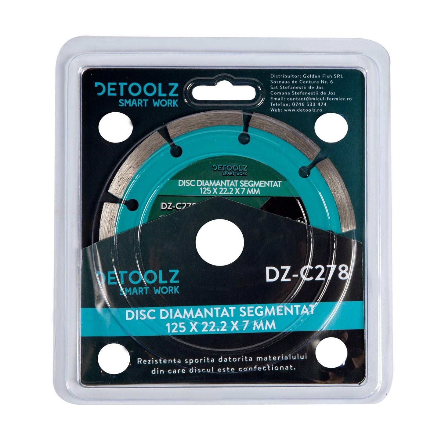 Disc diamantat segmentat Detoolz, DZ-C278, diametru 125 x 22.2 x 7 mm, grosime 1.2 mm - ZEP.RO - Ți-e la îndemână!