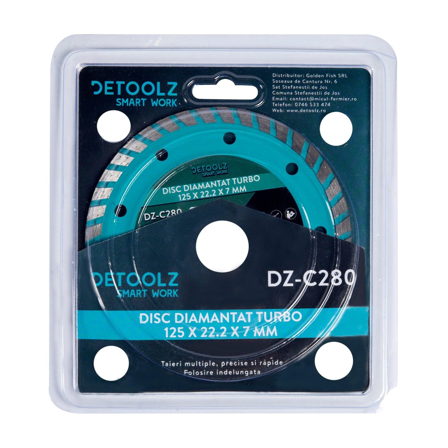 Disc diamantat Detoolz, TURBO, diametru 125 x 22.2 x 7 mm, grosime 1.2 mm - ZEP.RO - Ți-e la îndemână!