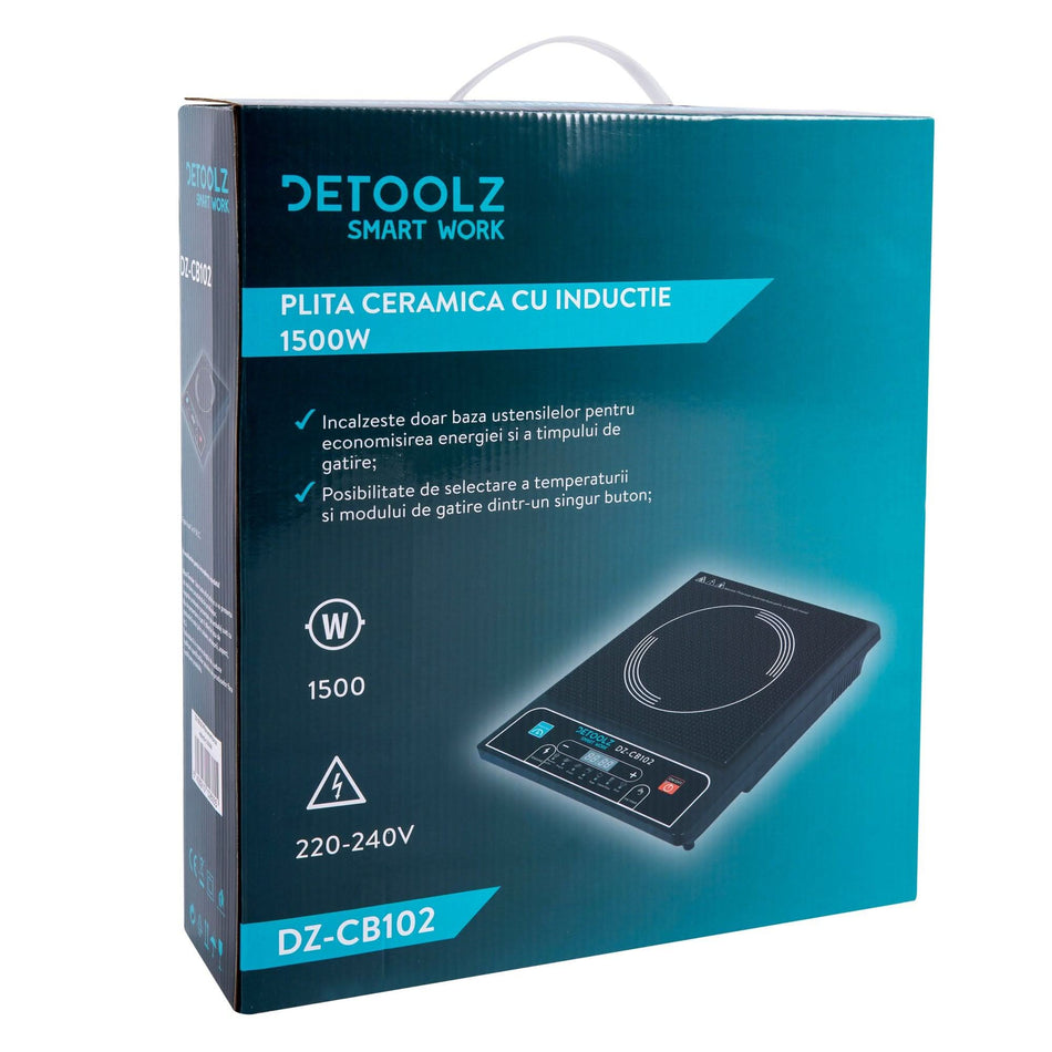 Plita Ceramica Cu Inductie 7 Functii De Gatire 8 Nivele De Temperatura 1500W Detoolz - ZEP.RO - Ți-e la îndemână!