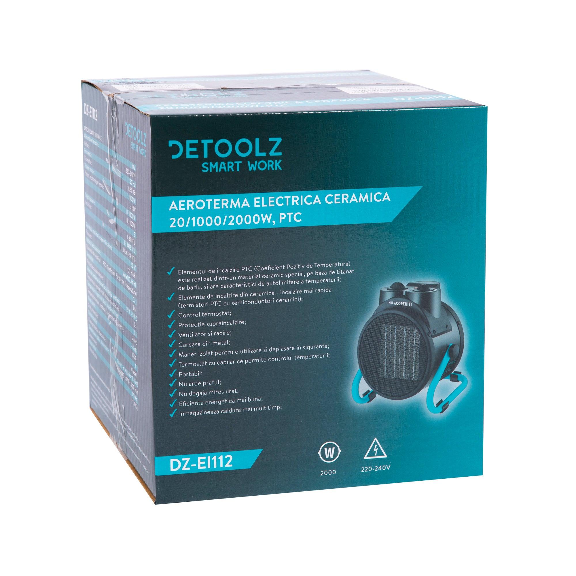 Aeroterma electrica ceramica Detoolz DZ-EI112, 20/1000/2000W PTC - ZEP.RO