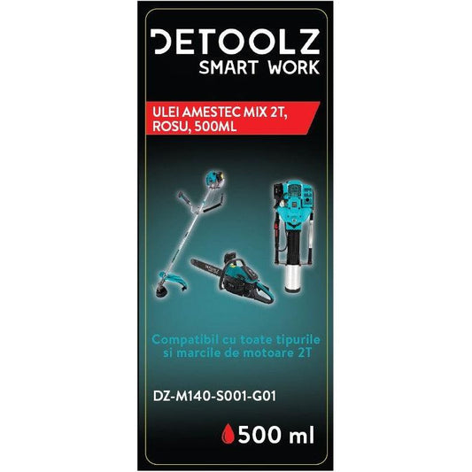 Ulei amestec mix 2T DETOOLZ DZ-M140-S001-G01, rosu, 500 ml - ZEP.RO - Ți-e la îndemână!