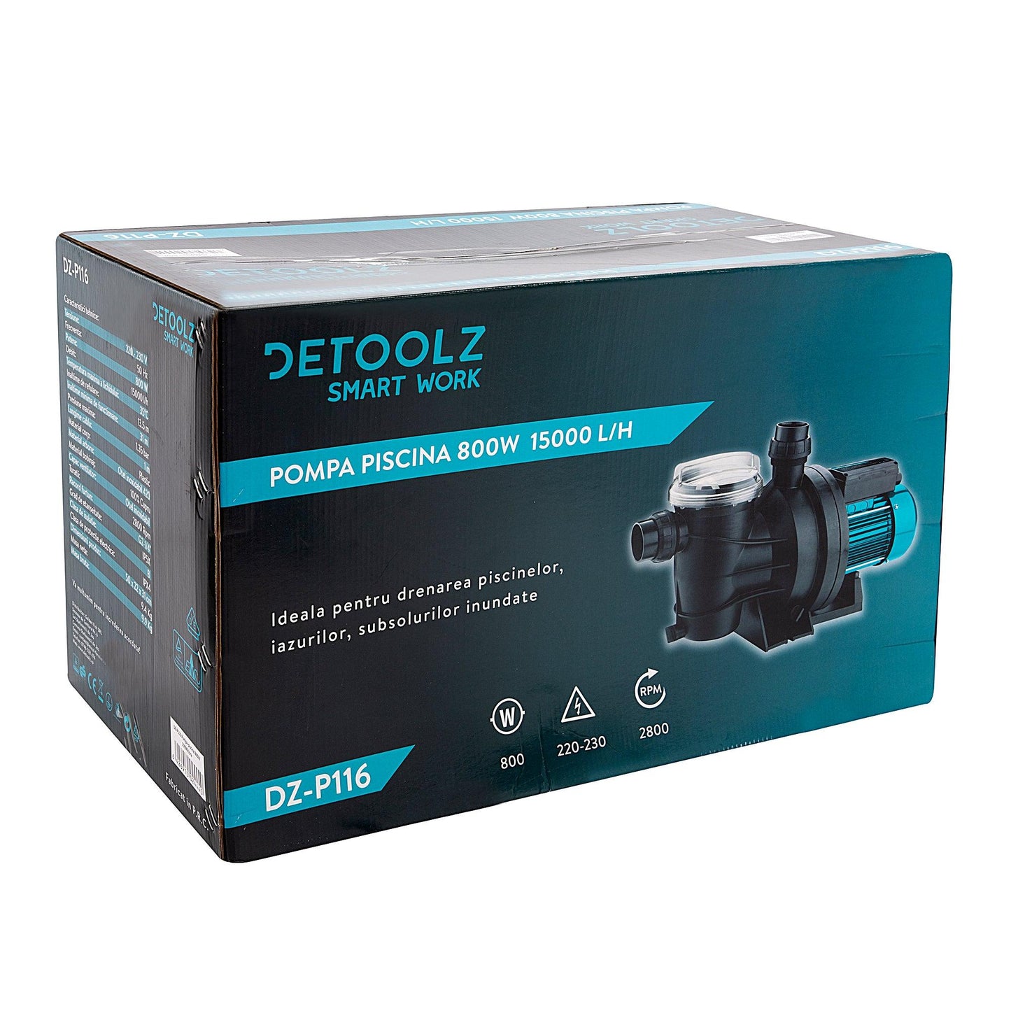 Pompa Pentru Filtrare Apa Piscina Detoolz, Dz-P116, 800 W 15000 L/Ora 1.35 Bar - ZEP.RO - Ți-e la îndemână!