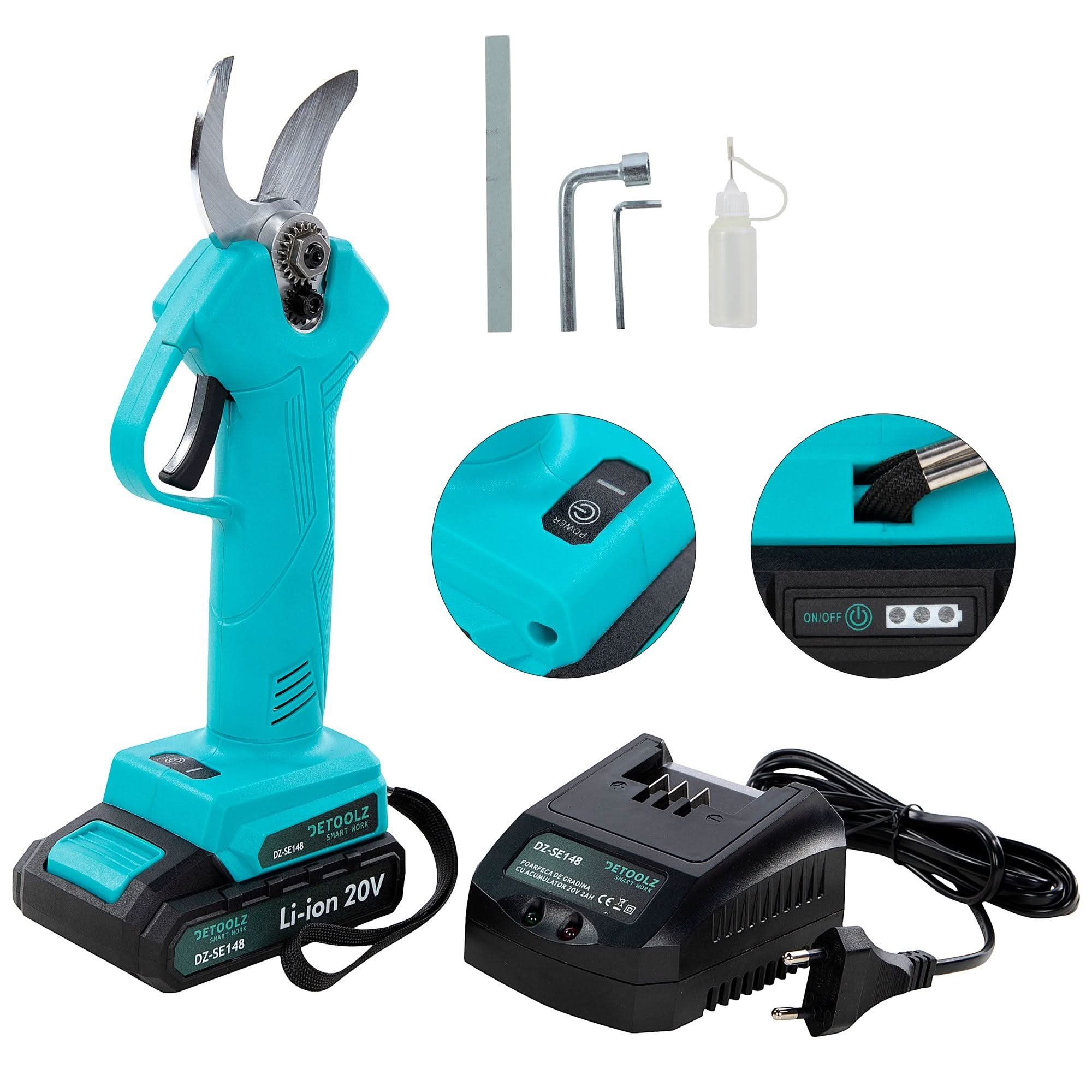 Foarfeca De Gradina Cu Acumulator Detoolz, 20V, 2Ah - ZEP.RO - Ți-e la îndemână!