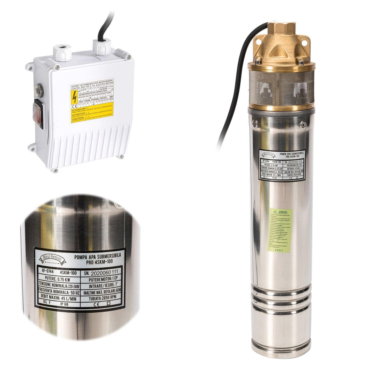 Pompa Submersibila Micul Fermier Vortex Pro 4Skm-100 1.3Kw 55M + Furtun 1Tol 50M.. - ZEP.RO - Ți-e la îndemână!