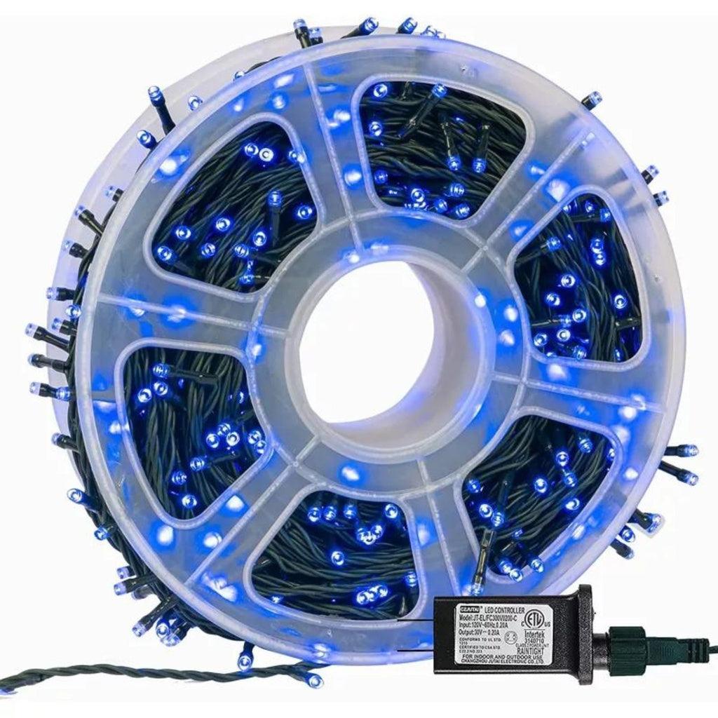 Instalatie de Craciun, rola 40m cu 190led-uri, cu 8 Jocuri de lumini led mare si geam DIAMANT, Albastra, fir transparent, Led cu Lumina Puternica V8 - ZEP.RO - Ți-e la îndemână!