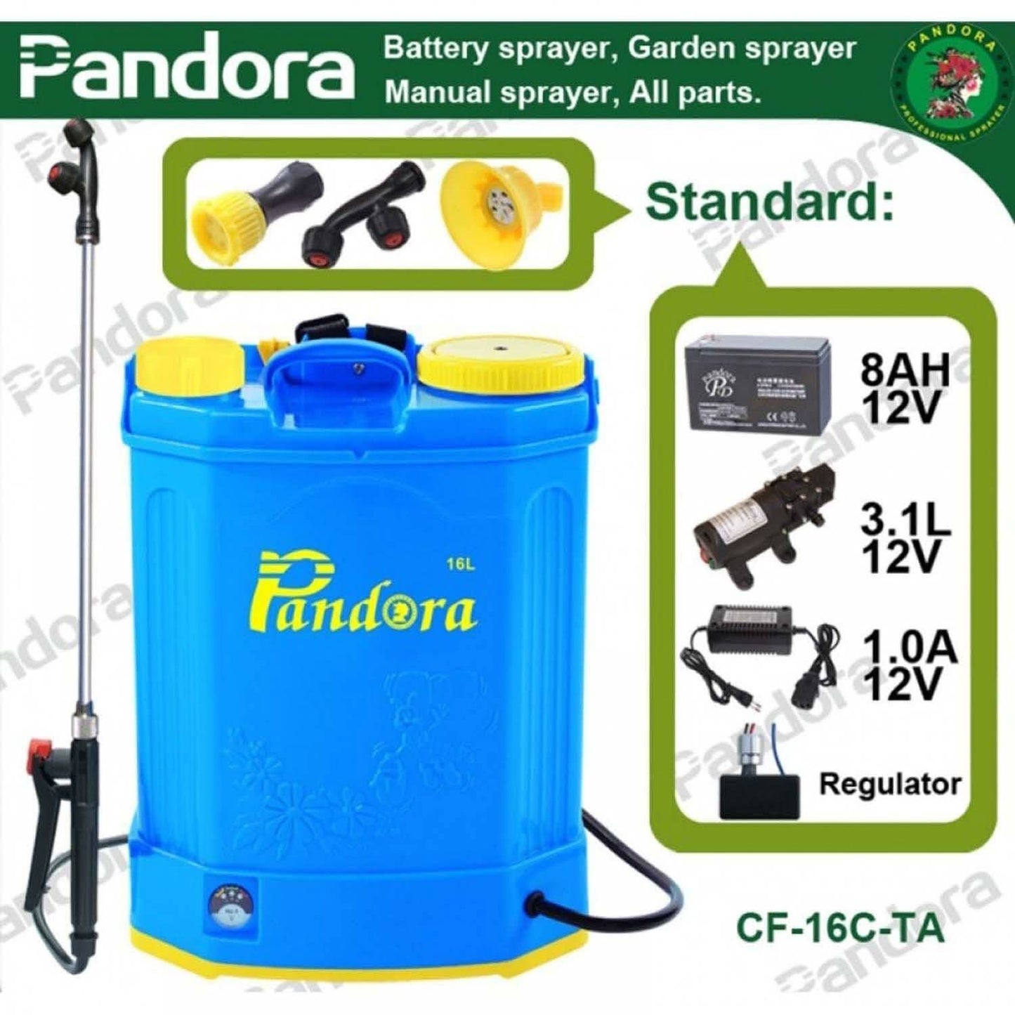 Set Pompa Stropit Acumulator Pandora 20L + Atomizor Electric + Tija Telescopica 2,7M - ZEP.RO - Ți-e la îndemână!