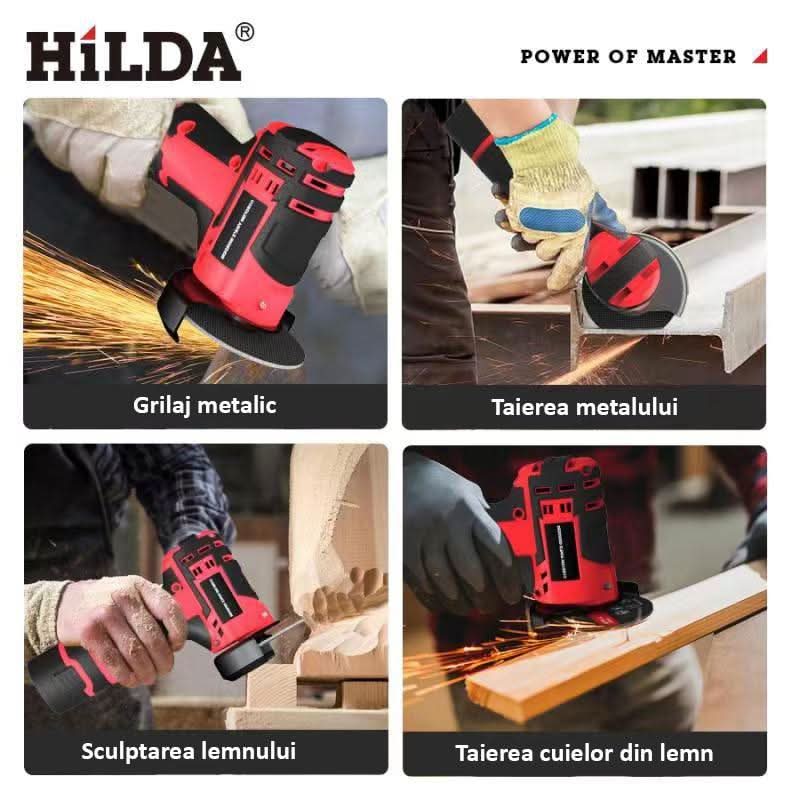 Polizor Unghiular Mini Hilda, 2 X Acumulatori Lithium 12V - ZEP.RO - Ți-e la îndemână!