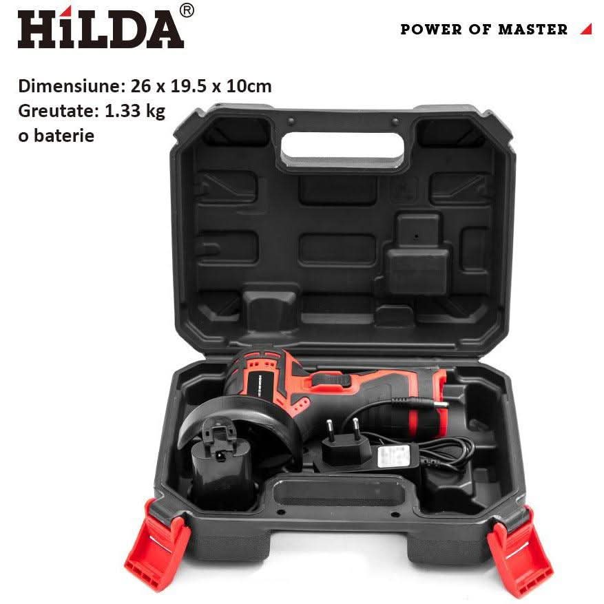 Polizor Unghiular Mini Hilda, 2 X Acumulatori Lithium 12V - ZEP.RO - Ți-e la îndemână!