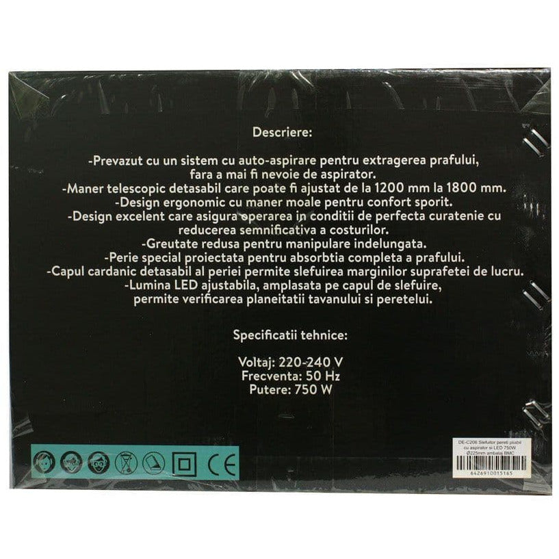 Slefuitor pentru pereti pliabil cu aspirator si LED 750W,Detoolz 225mm (DZ-C206) - Ro-Unelte