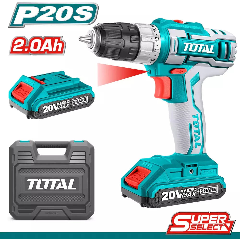 Trusa masina de gaurit, 2 acumulatori, 20V, 2Ah, Li-ion, Total Tools P20S, TDLI200215 - ZEP.RO - Ți-e la îndemână!