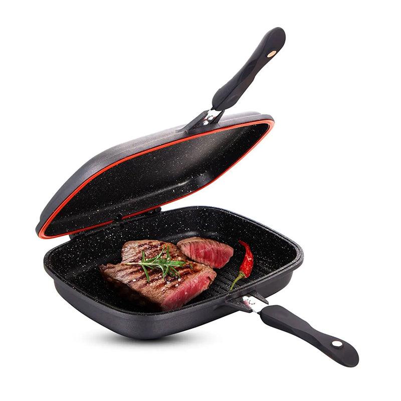 Tigaie Dubla, 36 Cm, Aluminiu, Interior Marmorat, Negru - ZEP.RO - Ți-e la îndemână!