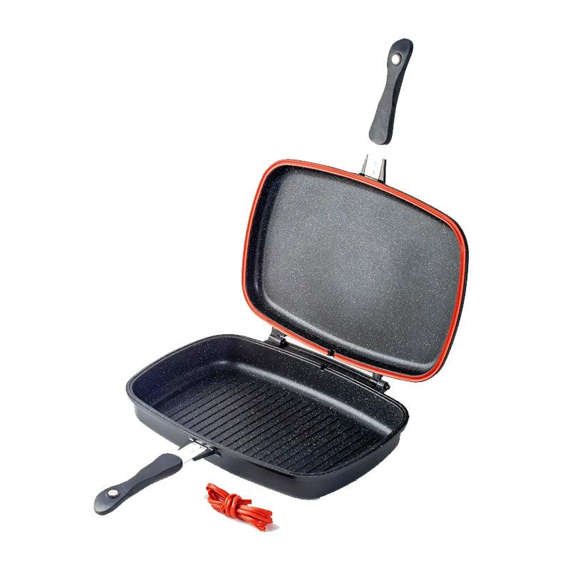 Tigaie Dubla, 36 Cm, Aluminiu, Interior Marmorat, Negru - ZEP.RO - Ți-e la îndemână!