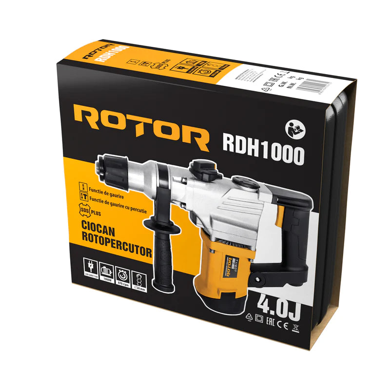 Ciocan rotopercutor ROTOR RDH1000, 1000W, 870RPM, 3800BPM - ZEP.RO - Ți-e la îndemână!