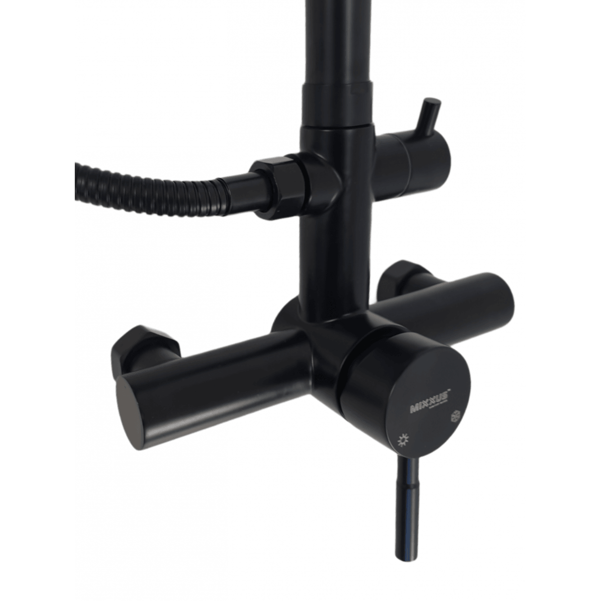 Coloana de dus MIXXUS SUS-003-J BLACK 20 cm + baterie si para, monocomanda, furtun flexibil - ZEP.RO