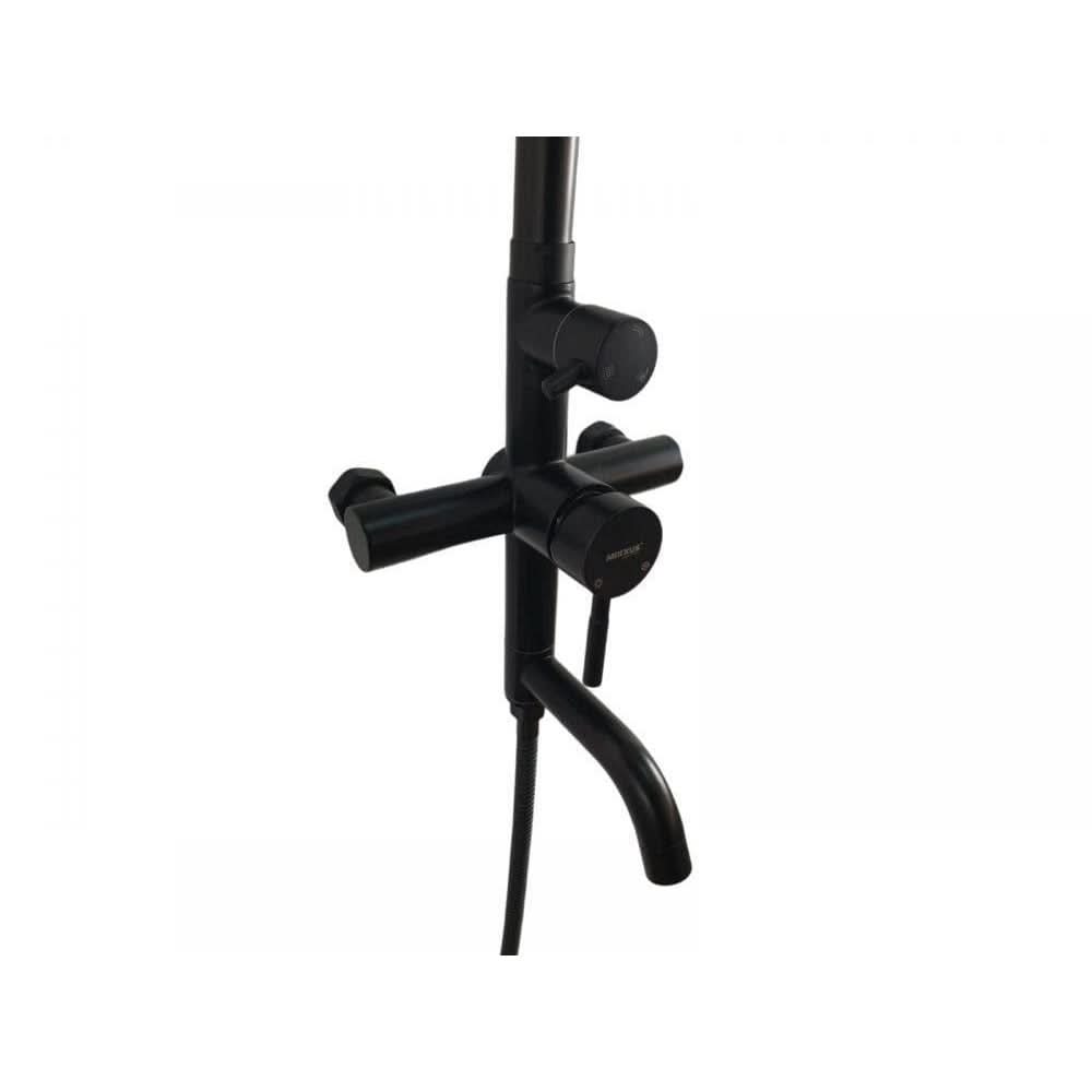 Coloana de dus Mixxus SUS-009-J NEGRU, 120 cm + baterie si para, monocomanda, furtun flexibil - ZEP.RO
