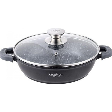 Cratita cu interior marmorat, cu capac Cheffinger, 24 cm, 2.3 L - ZEP.RO