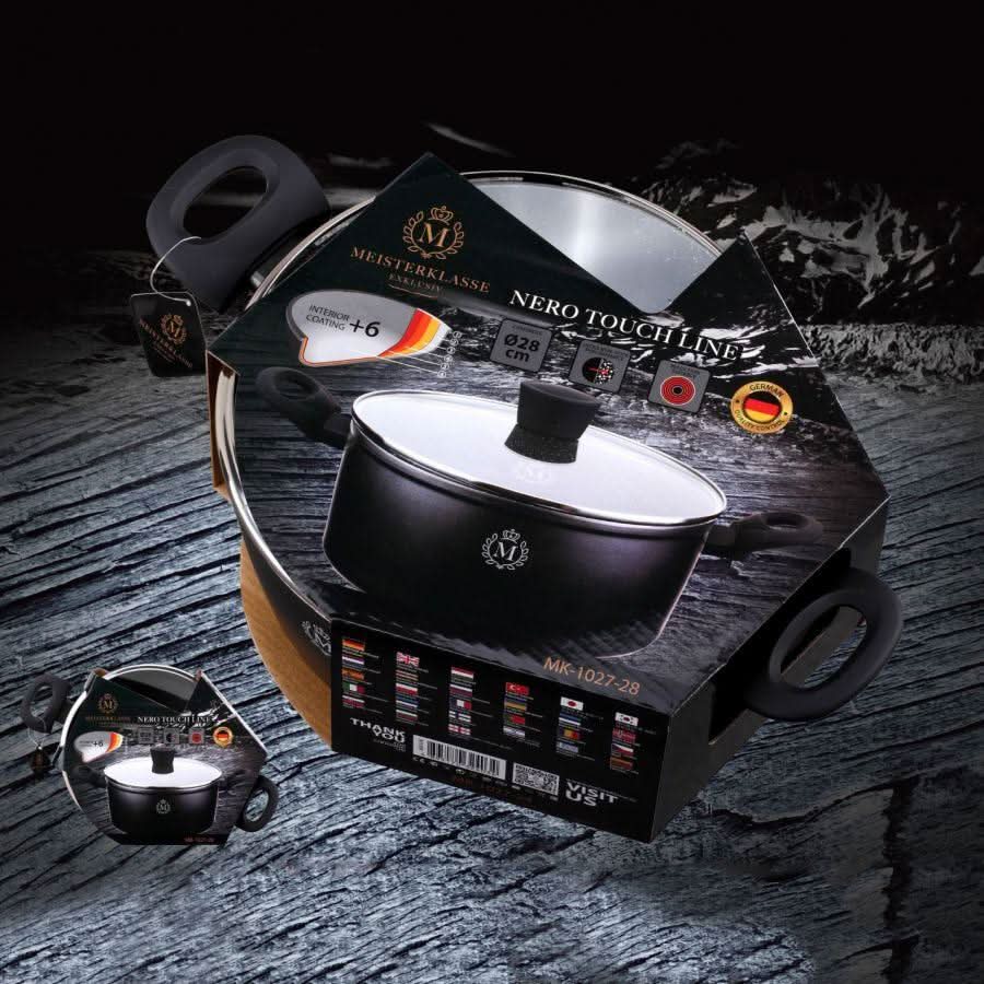 Cratita cu capac MeisterKlasse MK-1027-28 interior granit 2.1 l diametru 20 cm Negru - ZEP.RO