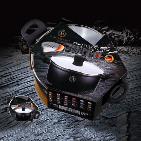 Cratita cu capac MeisterKlasse MK-1027-28 interior granit 2.1 l diametru 20 cm Negru - ZEP.RO