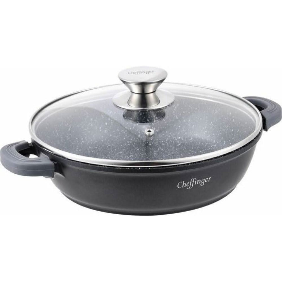 Cratita cu interior marmorat, cu capac Cheffinger, 24 cm, 2.3 L - ZEP.RO
