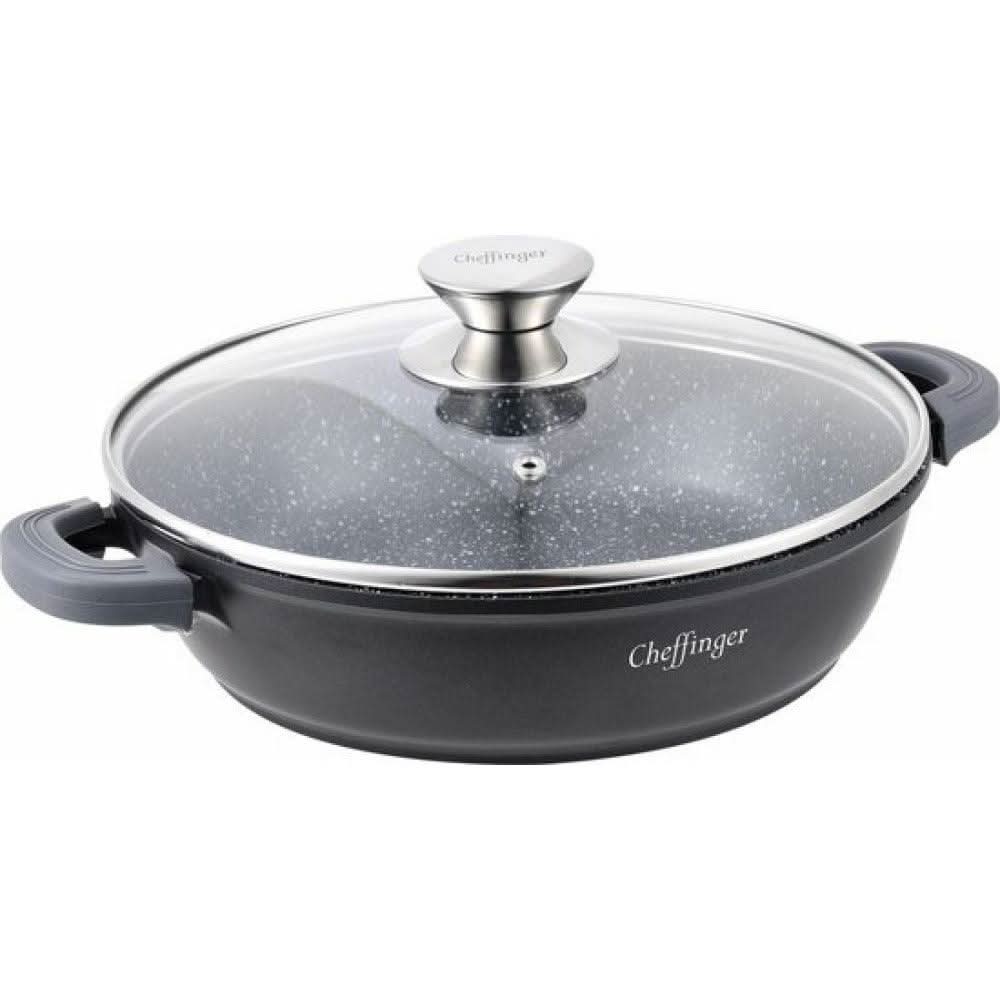 Cratita cu interior marmorat, cu capac Cheffinger, 28 cm, 3.8 L - ZEP.RO