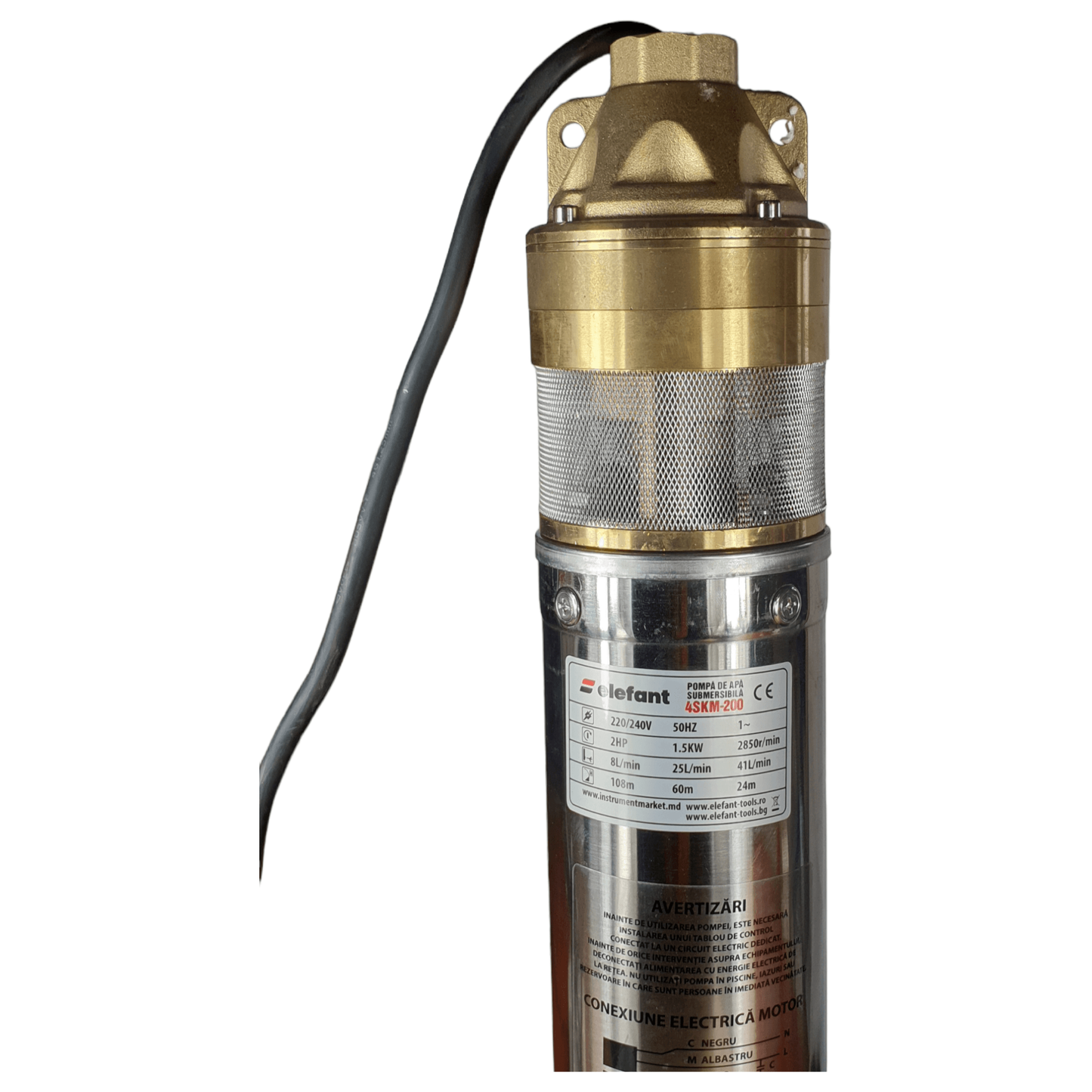 Pompa submersibila Elefant 4SKM200, 1500W, 220V, 72L/min, 2860 rpm - ZEP.RO - Ți-e la îndemână!