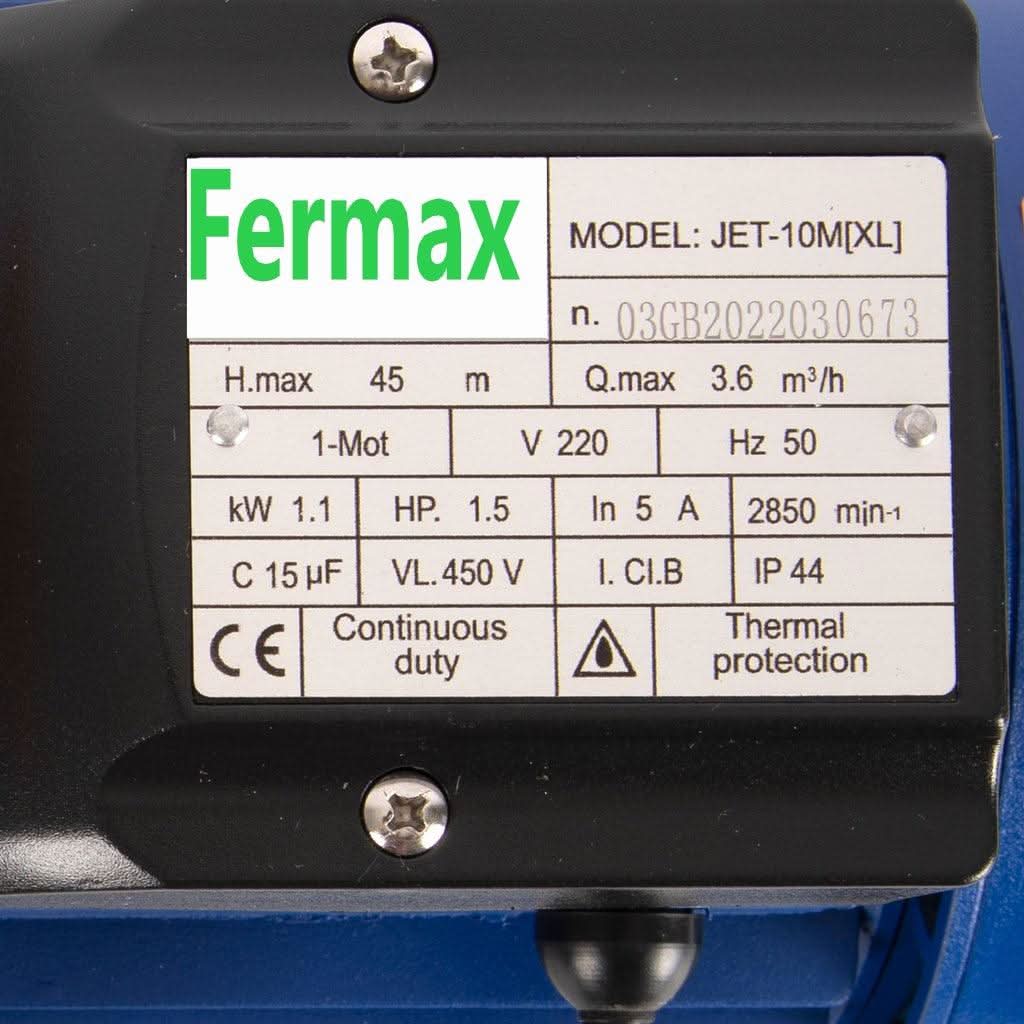 Pompa Hidrofor Fermax Jsw-10, (Jet-10M) 1100W, 1Tol, 3.6M3/Ora, Ref.45M, Asp.8M - ZEP.RO - Ți-e la îndemână!