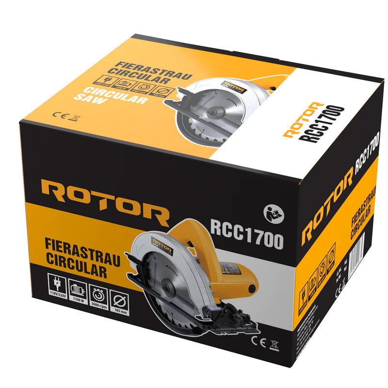 Fierastrau circular ROTOR RCC1700, 1700 W, 5500 RPM, 185 mm - ZEP.RO - Ți-e la îndemână!