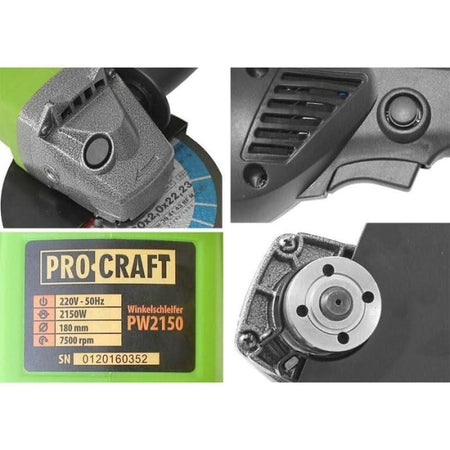Polizor Unghiular Procraft Pw2150, 2150W, 7500 Rpm, 180Mm - ZEP.RO - Ți-e la îndemână!