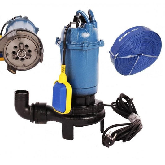 Set Pompa cu tocator apa murdara 2600W, 12000 L/H + Furtun 2 toli 50m, Euroaqua cu flotor - Ro-Unelte